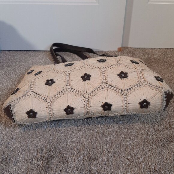 Brighton Woven Raffia & Brown Leather Tote (Flawed) - Picture 9 of 16